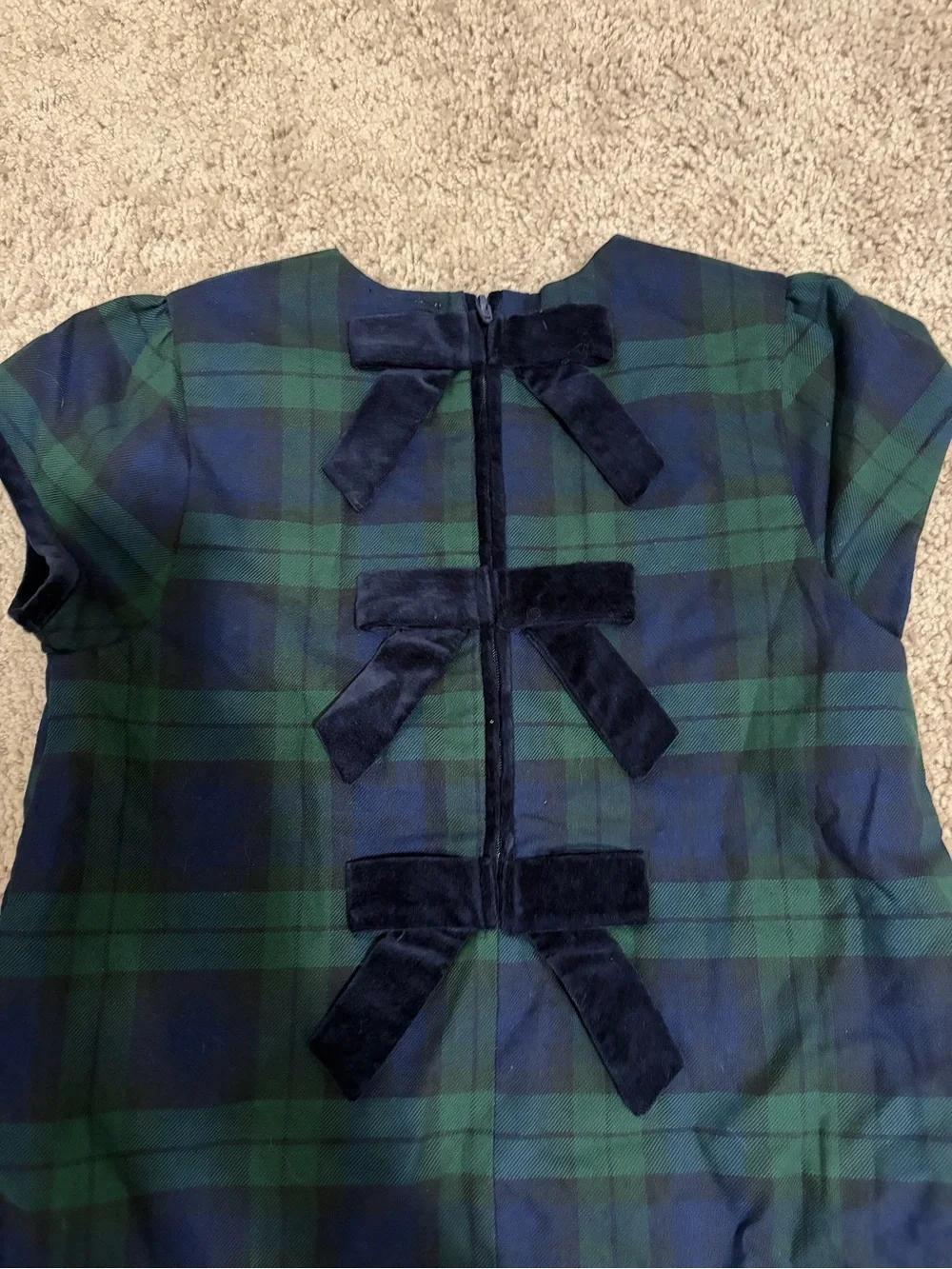 The Beaufort Bonnet Company Girls Milly Black Watch Plaid Dress Velvet Bows TBBC